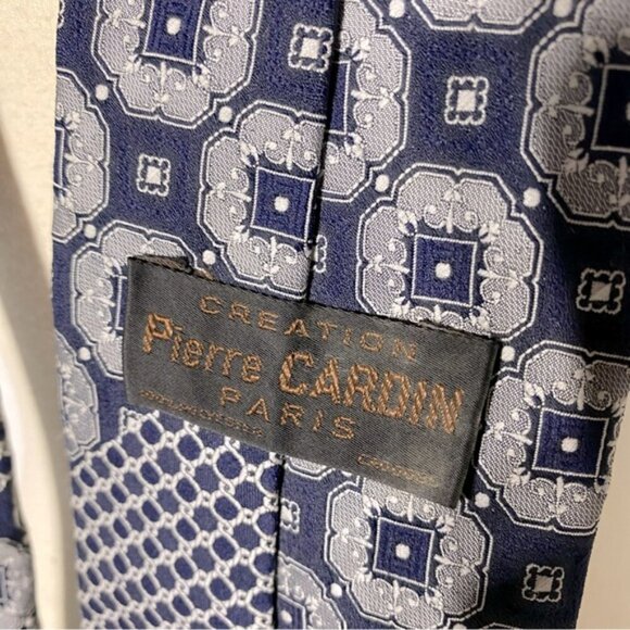 5/$25 Vintage Pierre Cardin Blue Grey Multi Print Tie - Picture 3 of 11